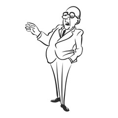 Business man standing in dark suit with hand in his pockets