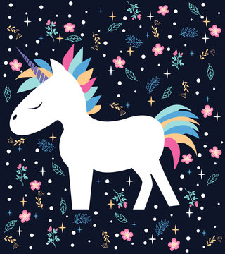 Fototapeta magic beautiful cartoon the unicorn