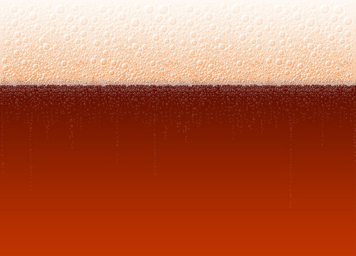 Foamy beer with a bubbles. The variety Dark Stout Porter. High detailed realistic vector background illustration for Oktoberfest beer festival. No Mesh