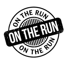On The Run rubber stamp. Grunge design with dust scratches. Effects can be easily removed for a clean, crisp look. Color is easily changed.