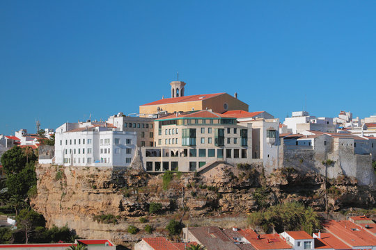 City and church. Mahon, Minorca, Spain
