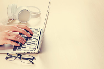 Woman working on laptop