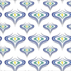 Abstract vector seamless pattern with colorful feathers of a peacock