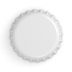 Blank white bottle cap isolated on white background with shadow . 3D rendering.