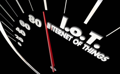 IoT Internet of Things Speedometer Measure Results 3d Illustration