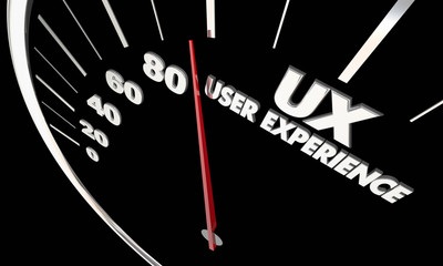 UX User Experience Customer Satisfaction Speedometer Measure Results 3d Illustration