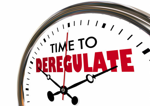 Time to Deregulate Remove Reduce Rules Oversight Clock Hands Ticking 3d Illustration