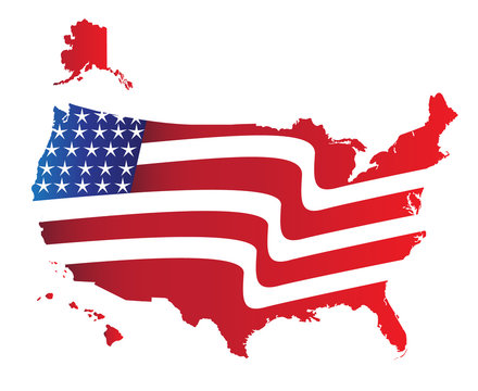 USA Map American Flag colors illustration icon vector image logo