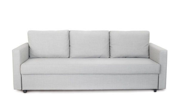Front view of grey sofa