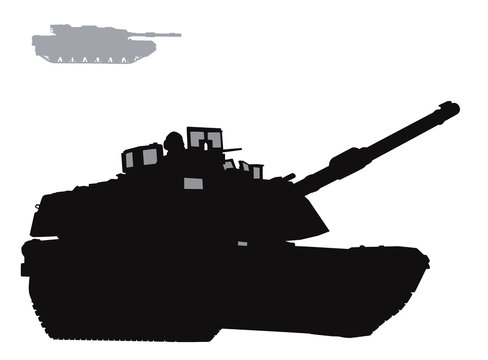 Military silhouettes. Vector tank EPS 8