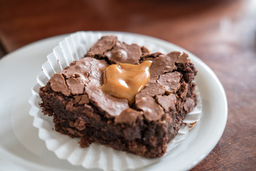 Close up of Brownie with Caramel