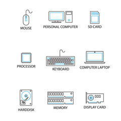 Modern Thin Line Icon and Pictogram, Computer Peripheral Concept, Flat thin line designed vector Illustrator