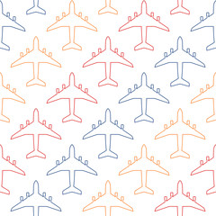 Obraz premium seamless pattern with colour contours of passenger aircraft