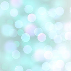 Vector realistic abstract background with blurred defocused light blue bokeh lights
