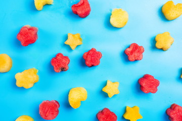Red and yellow watermelon slices background