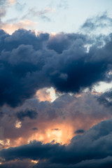 magical sky with smoky stratocumulus clouds at sunset - eyes from the clouds