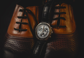 Male shoes with watch