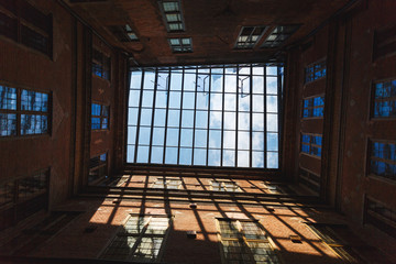 The roof of the old building inside