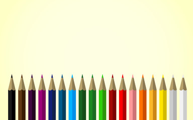 Set of Colored Pencils in a Row with Space for Your Content Above