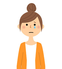 若い女性　ママ　泣く