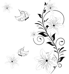 Floral background with butterflies.