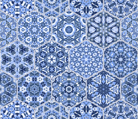 Vector set of hexagonal patterns.