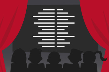 The end of the movie. Cinema conceptual illustration. Editable vector, clip art