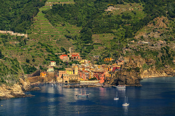 Fototapeta premium Italy. Cinque Terre (UNESCO World Heritage Site since 1997). Vernazza town (Liguria region)