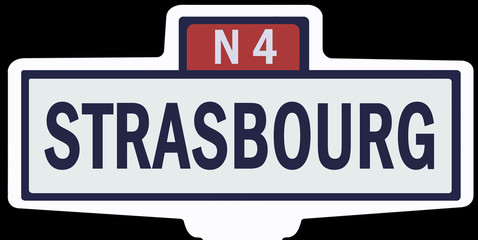STRASBOURG - Ancien panneau entrée d'agglomération