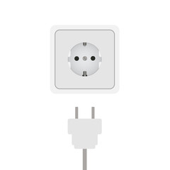Electric plug and socket. Get connected isolated vector on the white background