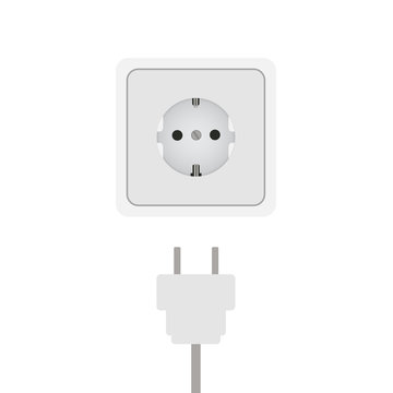 Electric plug and socket. Get connected isolated vector on the white background