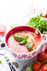 Tomato soup  on white.