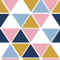 Materiał do szycia Abstract geometrical seamless pattern. Vector triangle ornament with rose and gold colors. Simple texture, print.