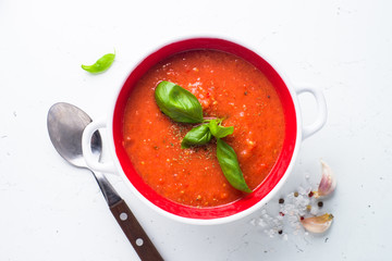 Tomato soup  on white.