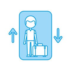 traveler with suitcase avatar in elevator