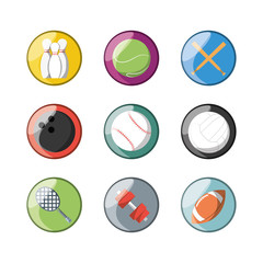 set flat icon ball sport