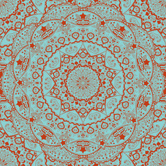 Flower Mandala seamless pattern. Vintage lace background. Decorative elements. Oriental pattern, vector illustration. Islam, Arabic, Indian, turkish, pakistan, chinese, ottoman motifs