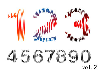 Arabic numerals set 1-10. Colored figures. Version 6