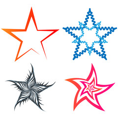 a set of five-pointed stars on a white background