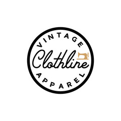 Clothline vintage simple retro logotype. Apparel label.