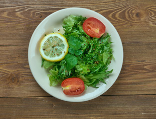 salad from leaves of wild radish