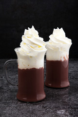 coffee chocolate smoothie with coconut whipped cream. toning, ic