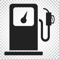 Fuel gas station icon. Car petrol pump flat illustration. Simple business concept pictogram on isolated background.