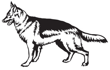 Decorative standing portrait of dog german shepherd vector illustration
