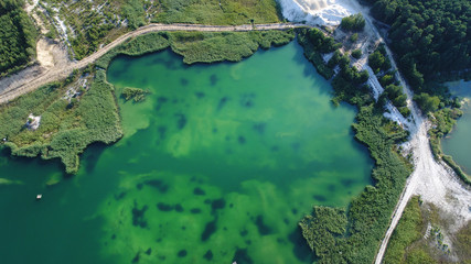Aerial landscape with turquoise water