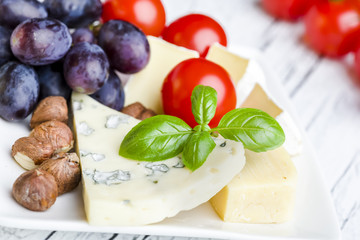 Small plate of cheese and fruit