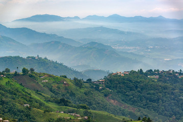 Fototapeta na wymiar Mist Shrouded Landscape near Manizales
