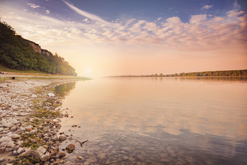 Sunrise on the beach - vintage filter