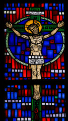 Obraz premium Stained Glass in Worms - Jesus on the Cross