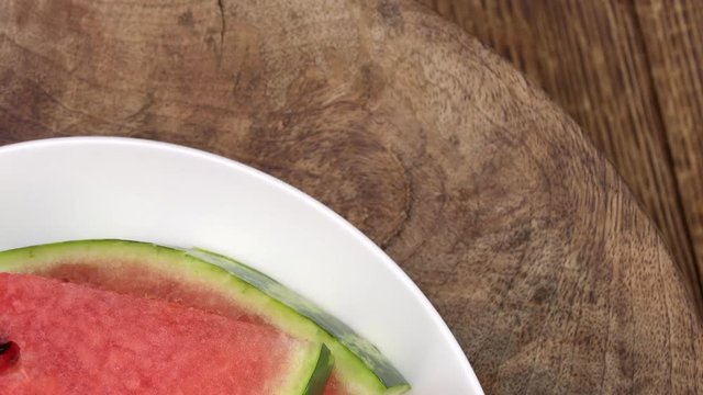 Pieces of Water Melon as seamless loopable rotating 4K UHD footage